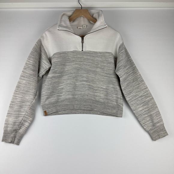 Tentree Women’s Small 1/4 Zip Fleece Pullover – White & Gray Sweatshirt - Picture 1 of 8